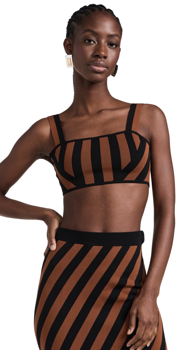 STAUD Zola Top Black/Tan Seashore Stripe