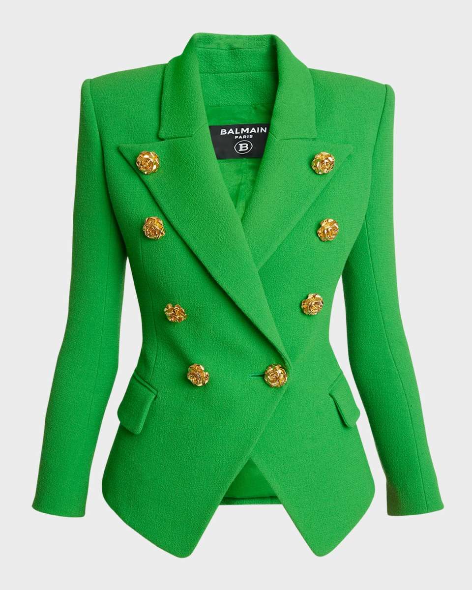 Rose 8-Button Double-Breasted Crepe Jacket