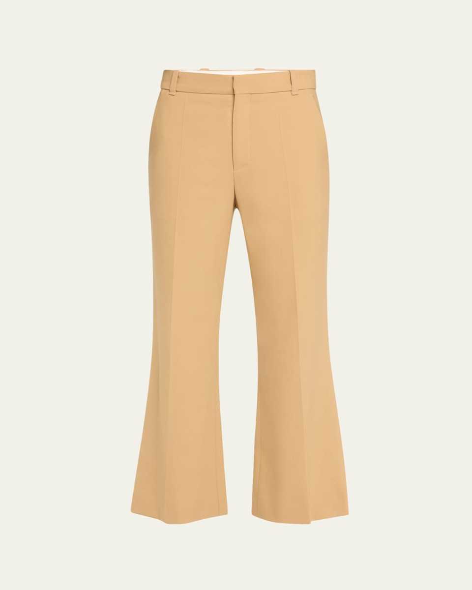 Flare Stretch Wool Crop Trousers