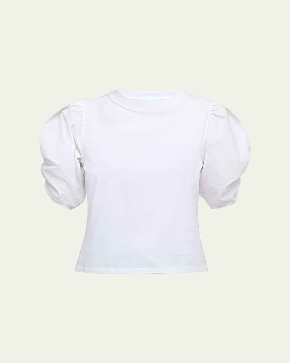 Pleated Puff-Sleeve Tee