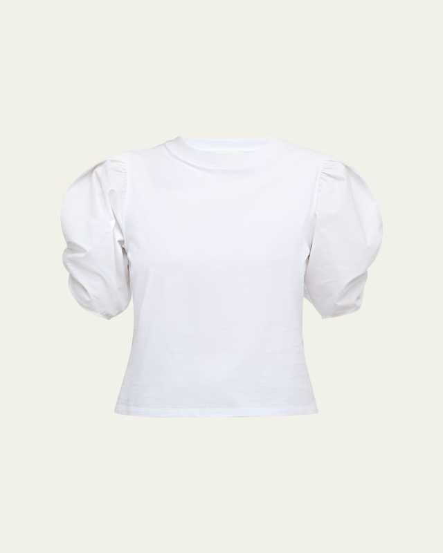 Pleated Puff-Sleeve Tee