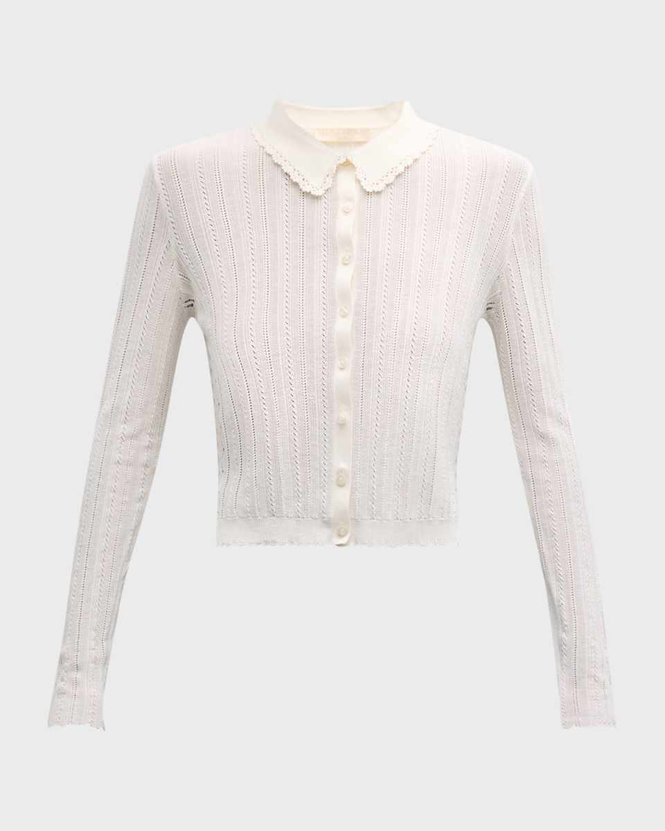 Lottie Silk Cotton Pointelle-Knit Crop Top