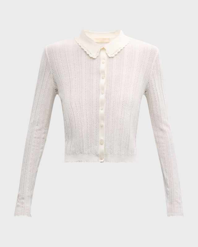 Lottie Silk Cotton Pointelle-Knit Crop Top