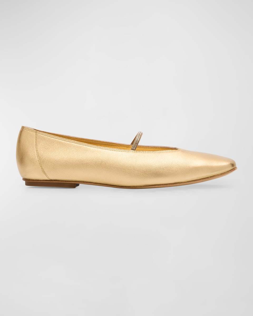 Tila Metallic Crystal-Strap Ballerina Flats