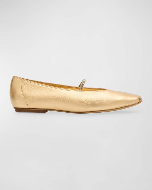 Tila Metallic Crystal-Strap Ballerina Flats