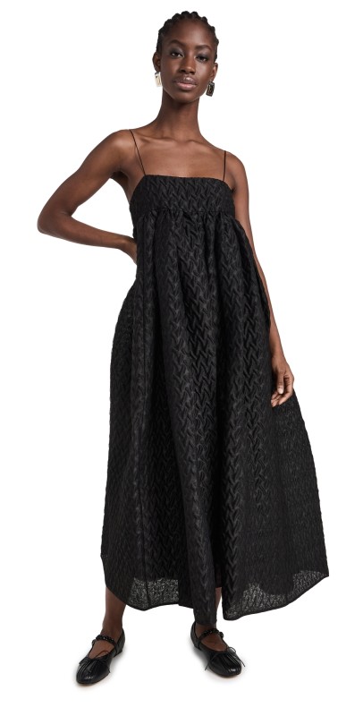 Cecilie Bahnsen Beth Dress Linen Plisse Black Black