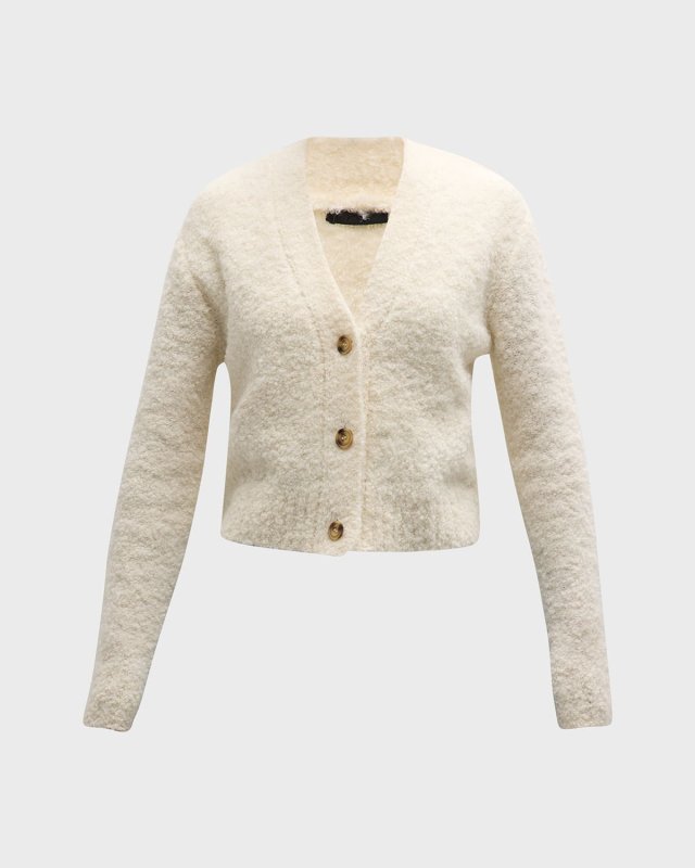 Wool-Blend Boucle Cropped Cardigan