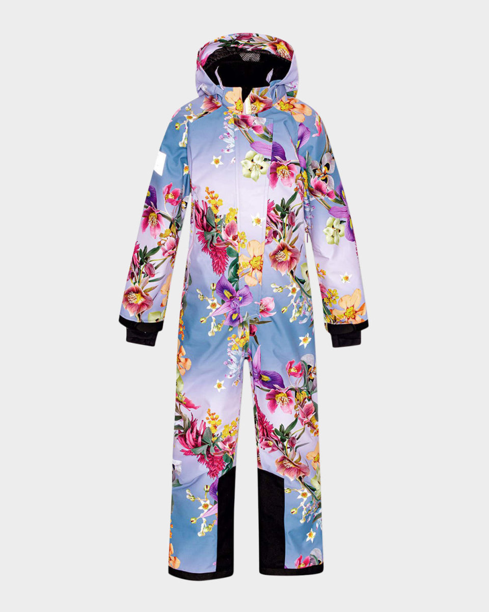 Girl's Hux Floral-Print Snowsuit, Size 5-7