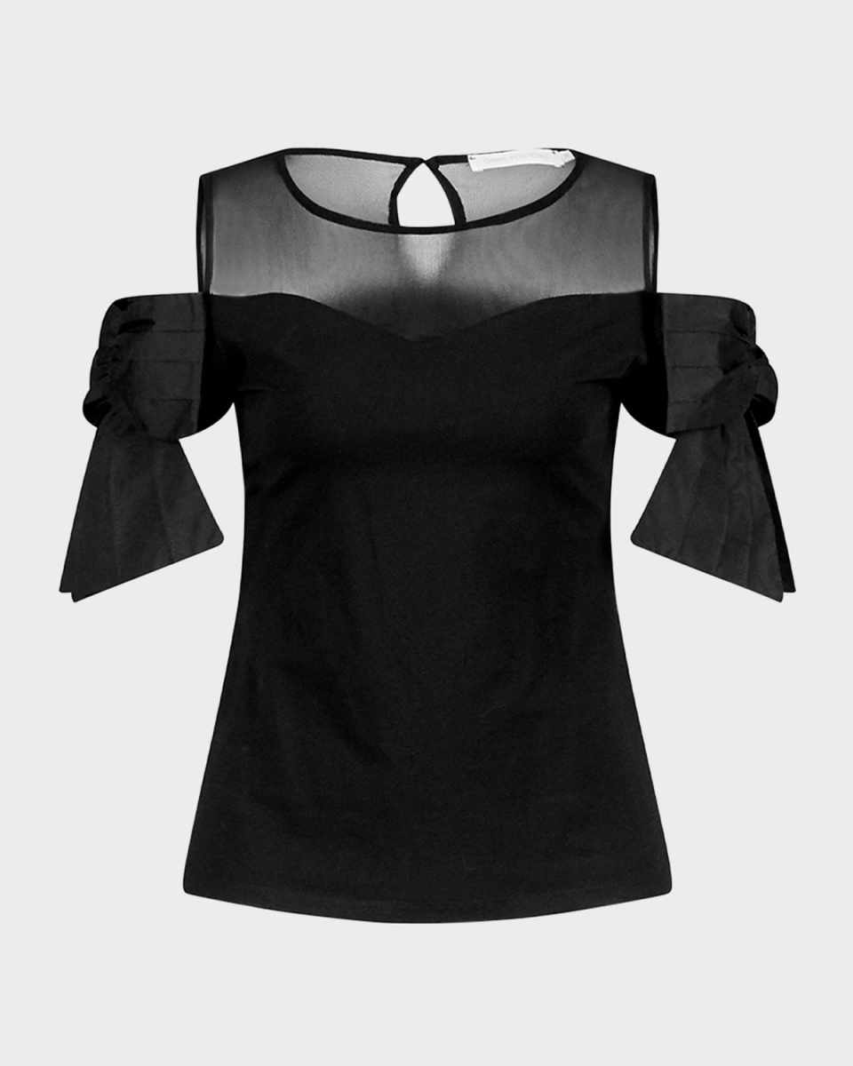 Virtyl Cold-Shoulder Bow-Sleeve T-Shirt