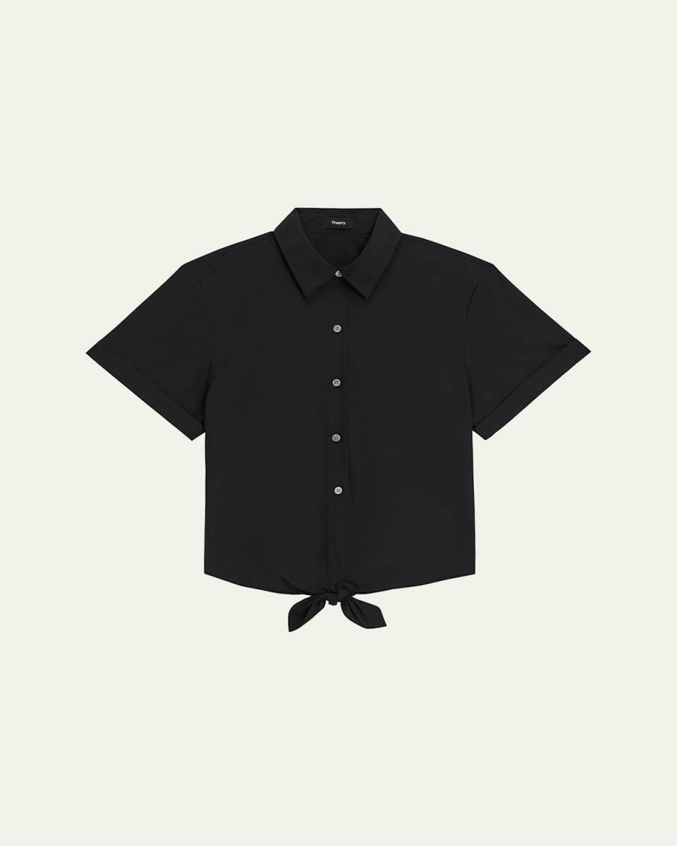 Tie-Front Short-Sleeve Blous