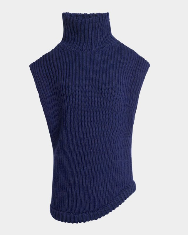 Turtleneck Sleeveless Rib Sweater