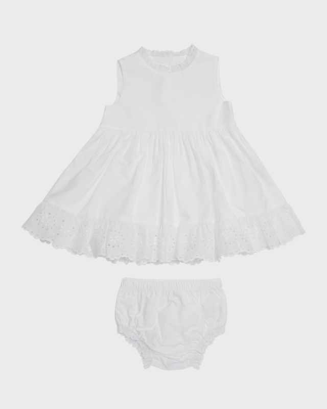 Baby Girl's Caroline Eyelet Trim Dress W/ Bloomers, Size 3M-
