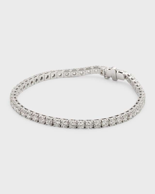 18K White Gold Round Diamond Bracelet, 7"L, 8.0tcw