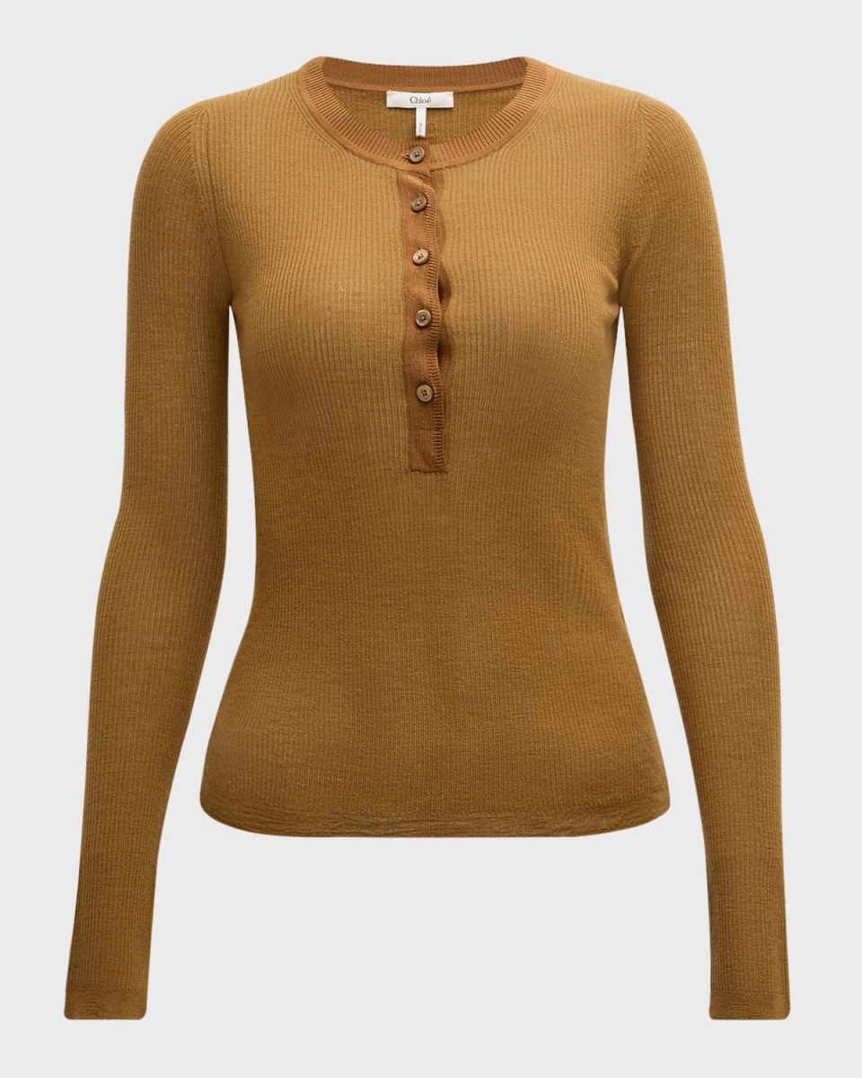Superfine Knit Wool Henley Top