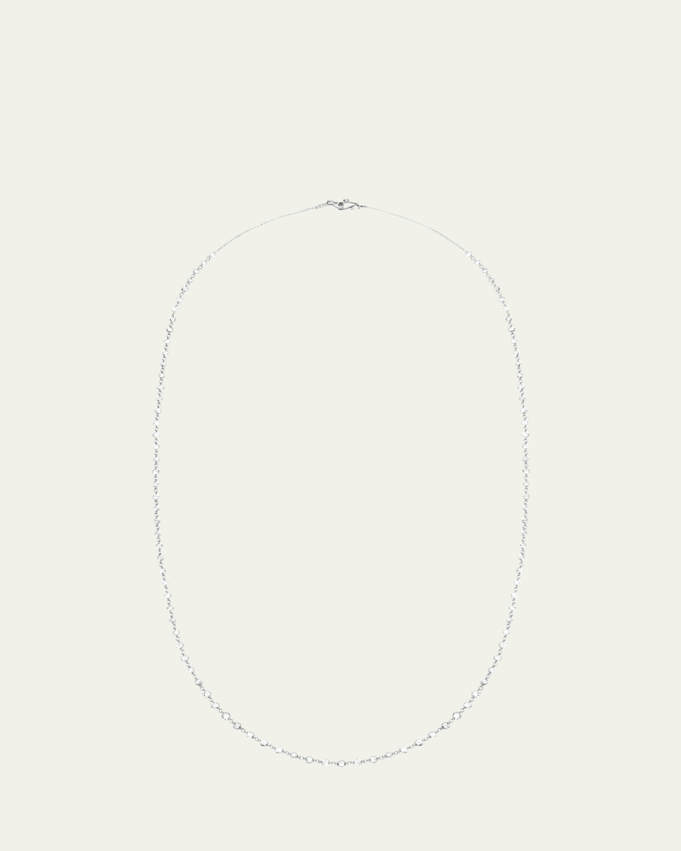 White Gold Rose-Cut Diamond Chain Necklace, 18"L