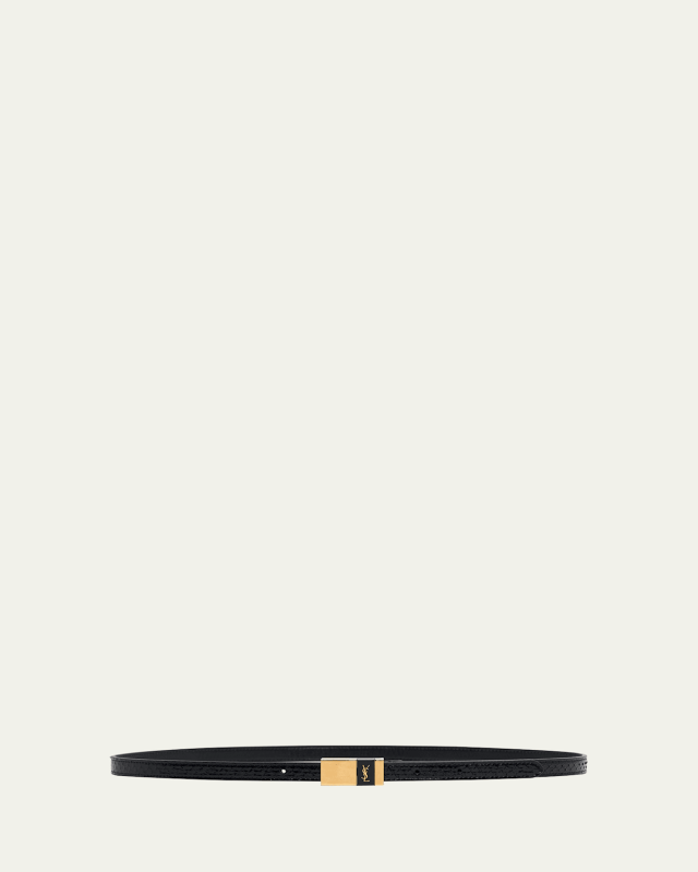 Embossed Leather Skinny Belt