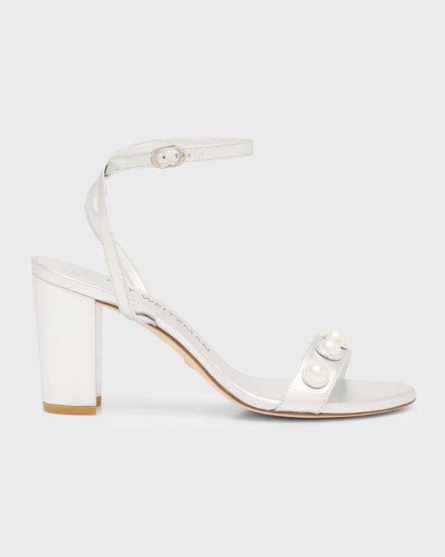 Nearlybare Metallic Pearly Ankle-Strap Sandals