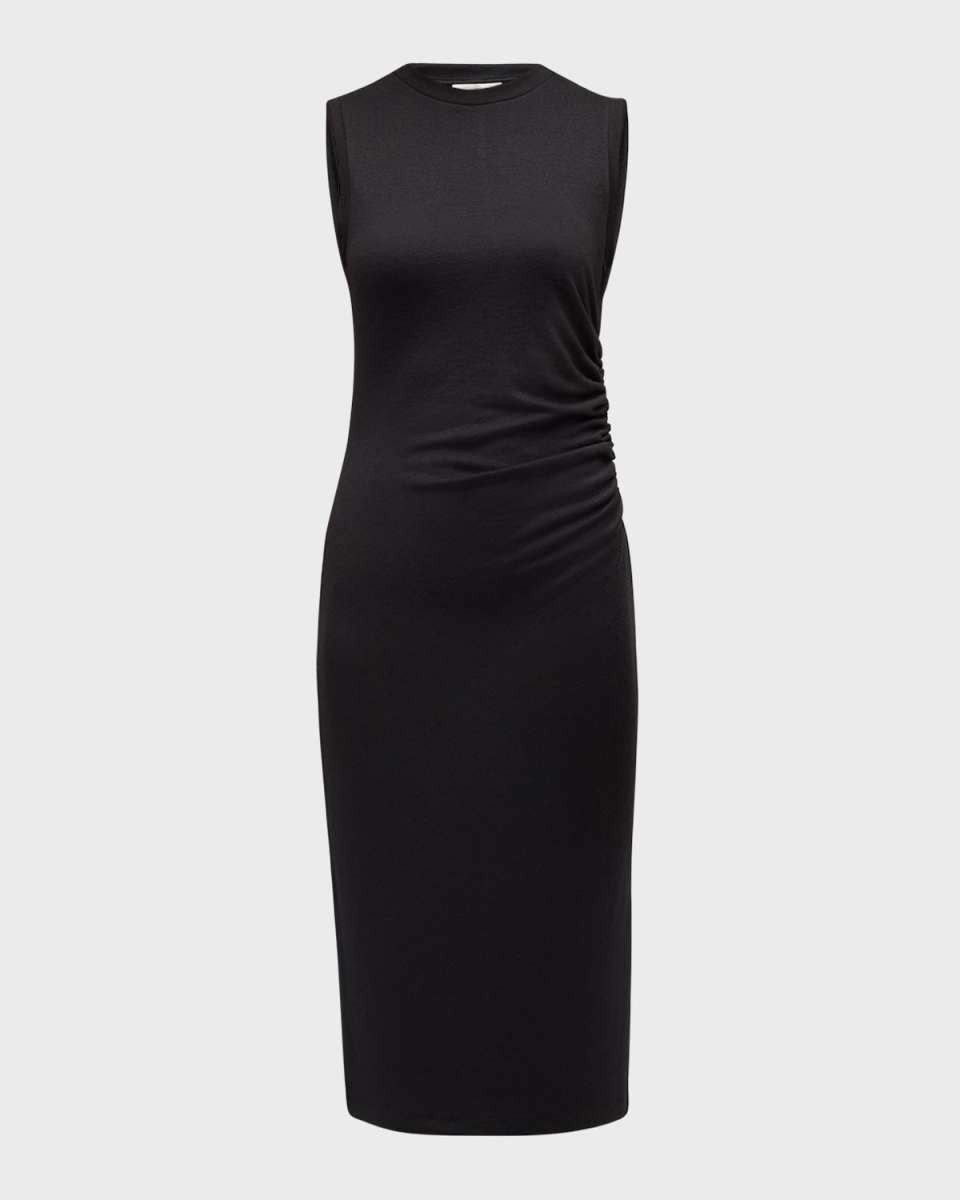 Sleeveless Waist-Gathered Midi Dress