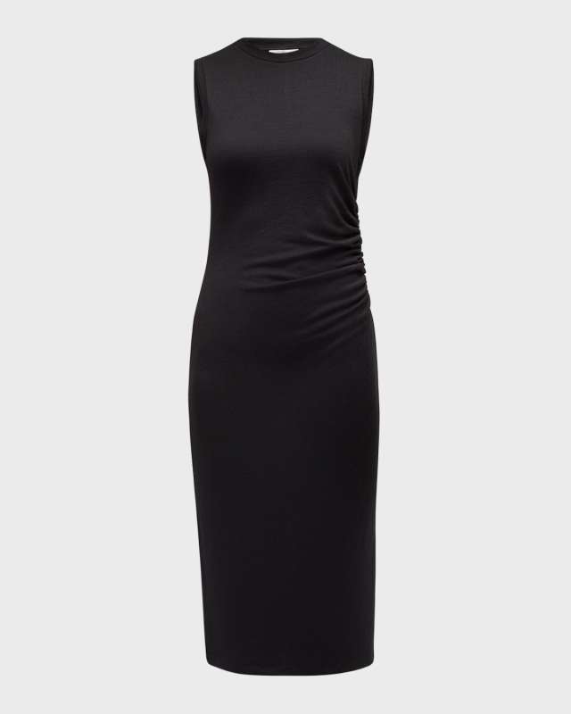 Sleeveless Waist-Gathered Midi Dress