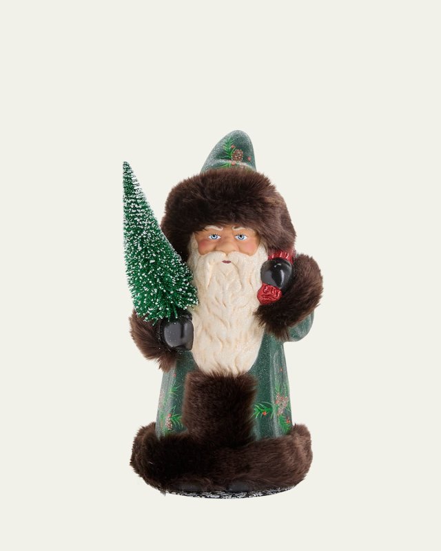 Pine Cone Glitter Santa Figure