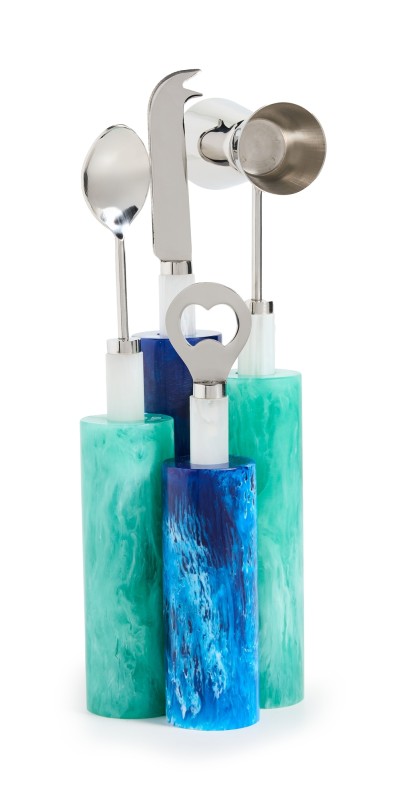 Jonathan Adler Blue Mustique Barware Set Blue