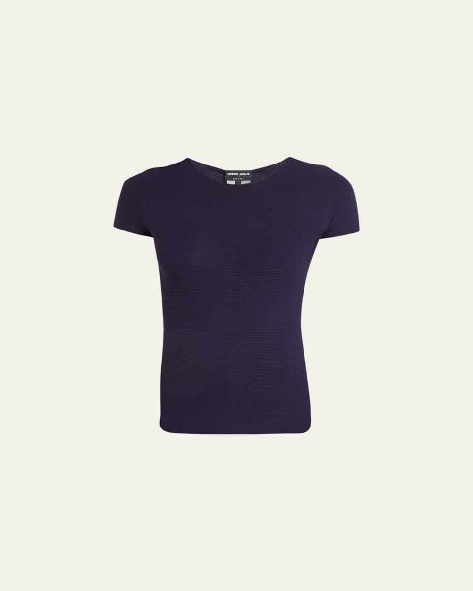 Rib Knit Short-Sleeve Top
