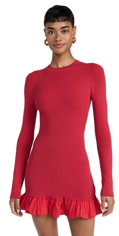 SIMONMILLER Otto Knit Poplin Combo Dress Sangria Melange
