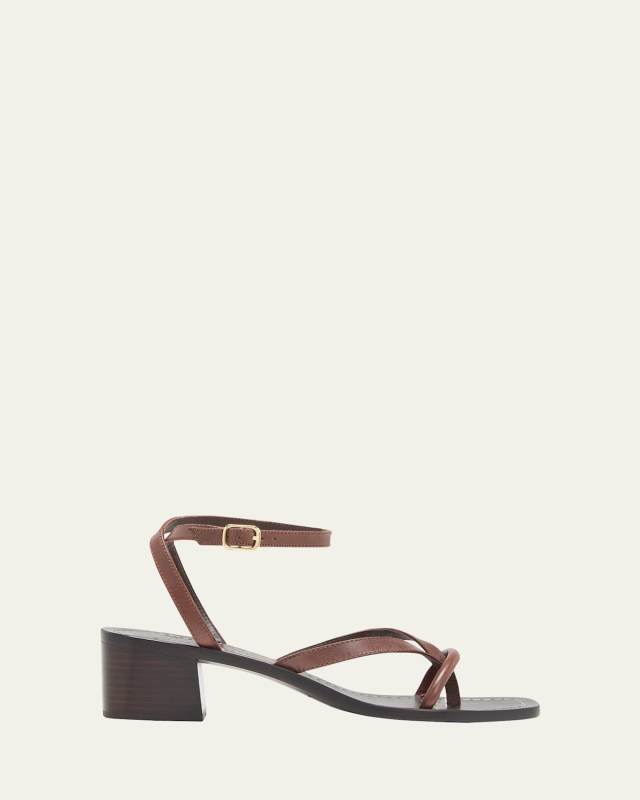 Eloise Leather Thong Ankle-Strap Sandals