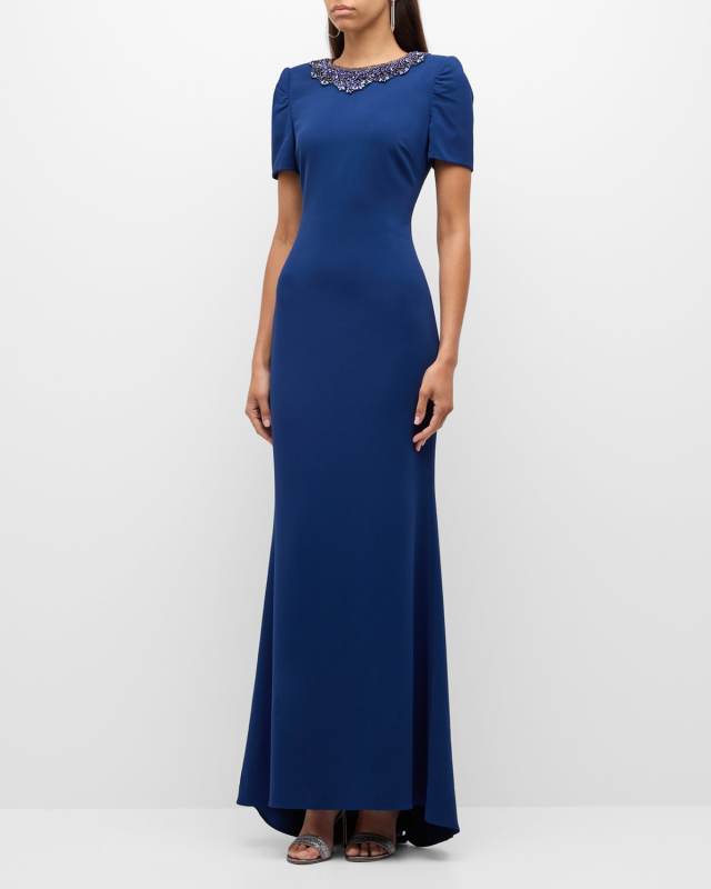 Bead-Embellished Column Gown