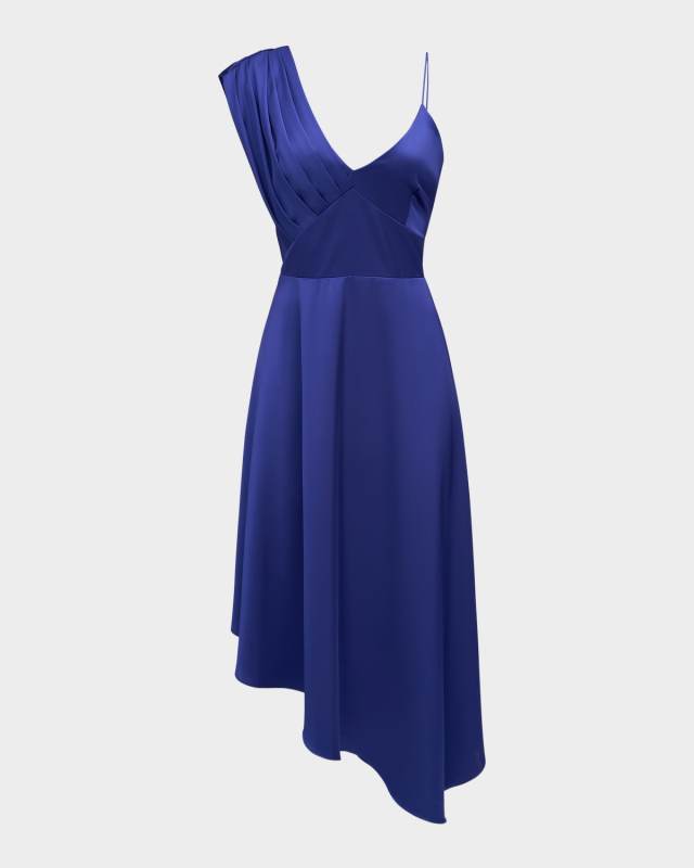 Elsie Pleated High-Low Midi Dress
