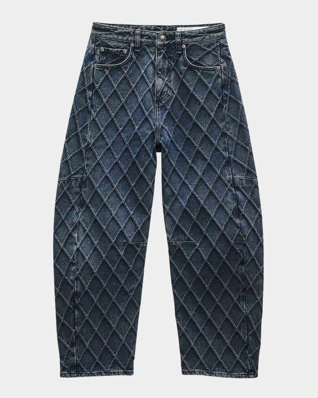 Charlie Quilted High-Rise Barrel Jeans