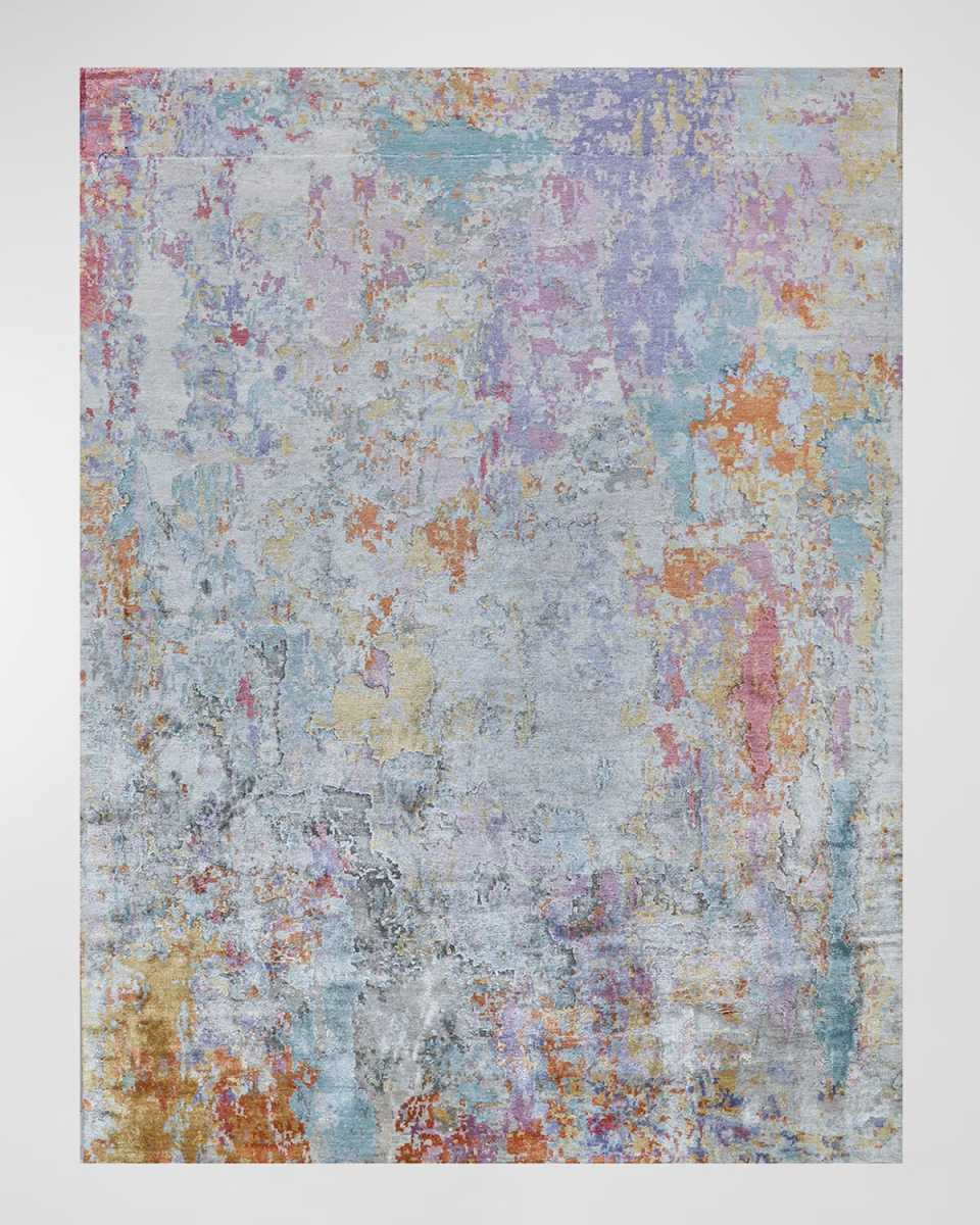 Floor Art Hand-Knotted Ivory Multi Rug, 6' x 9'