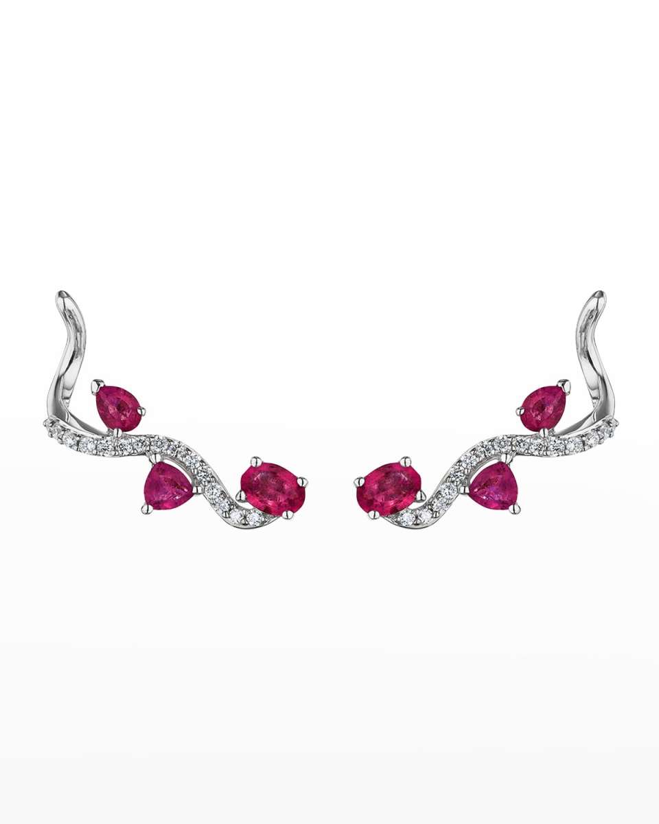 Mirage White Gold Earrings with Diamonds and Rubies