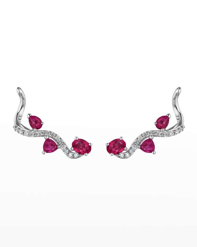 Mirage White Gold Earrings with Diamonds and Rubies