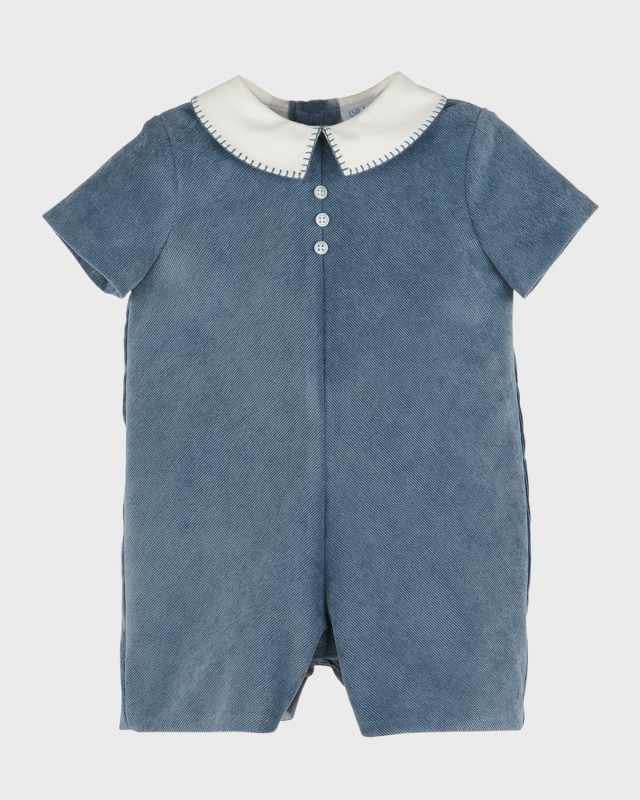 Boy's Ribbed Collared Playsuit, Size 6M-24