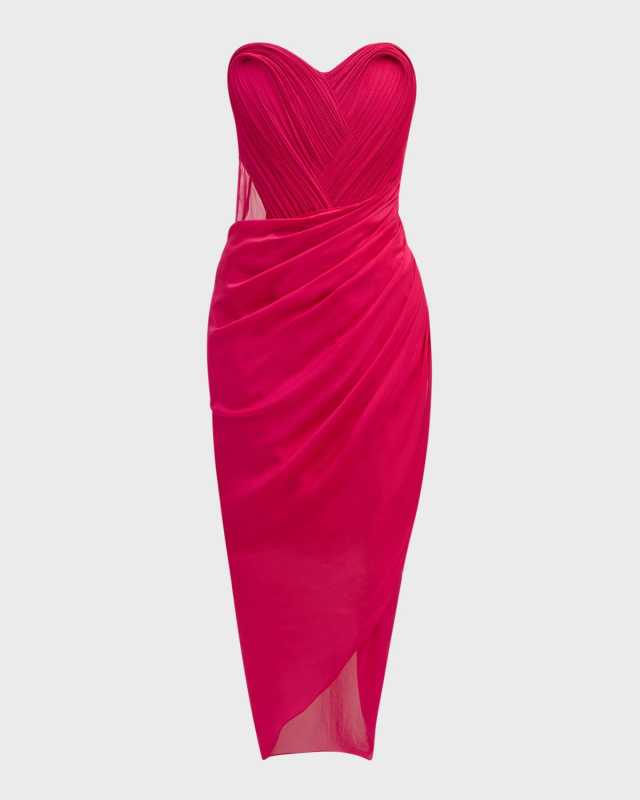 Strapless Sculpted Corset Midi Dress