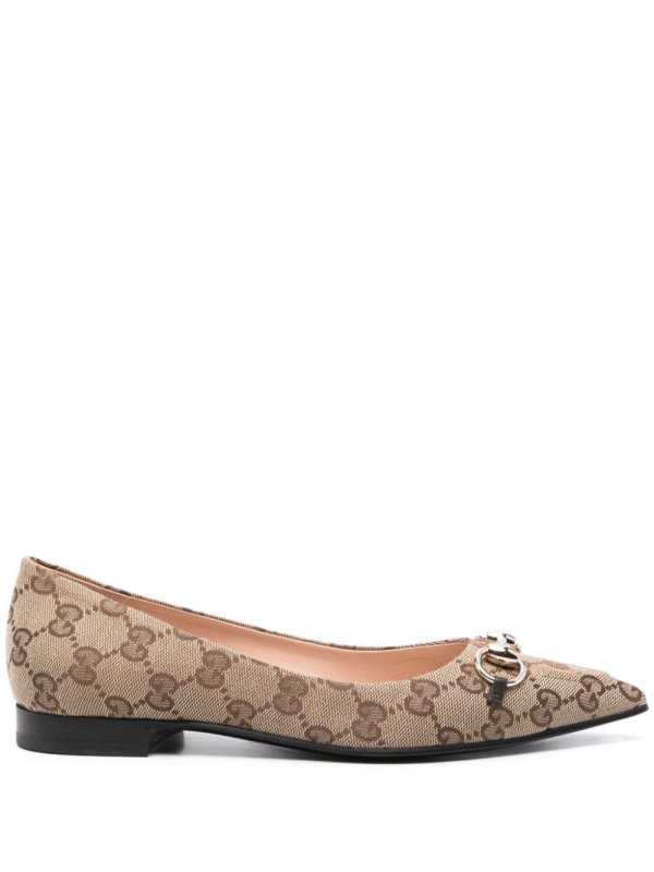 Horsebit GG-canvas ballerina shoes