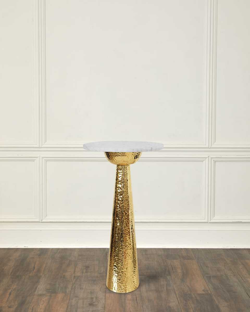 Cynthia Hammered Brass Side Table