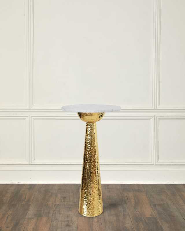 Cynthia Hammered Brass Side Table