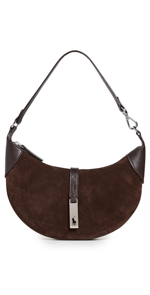 Polo Ralph Lauren Suede Leather ID Mini Shoulder Bag Chocolate