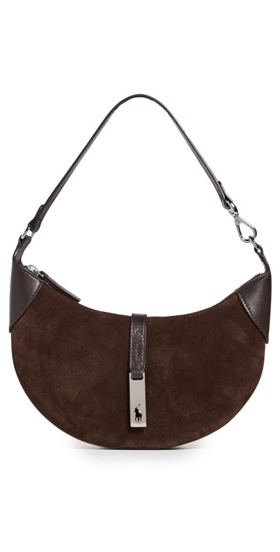 Polo Ralph Lauren Suede Leather ID Mini Shoulder Bag Chocolate