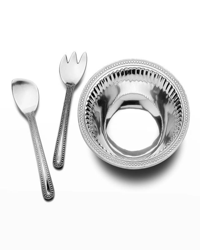 Flutes & Pearls Medium 3-Piece Salad Set