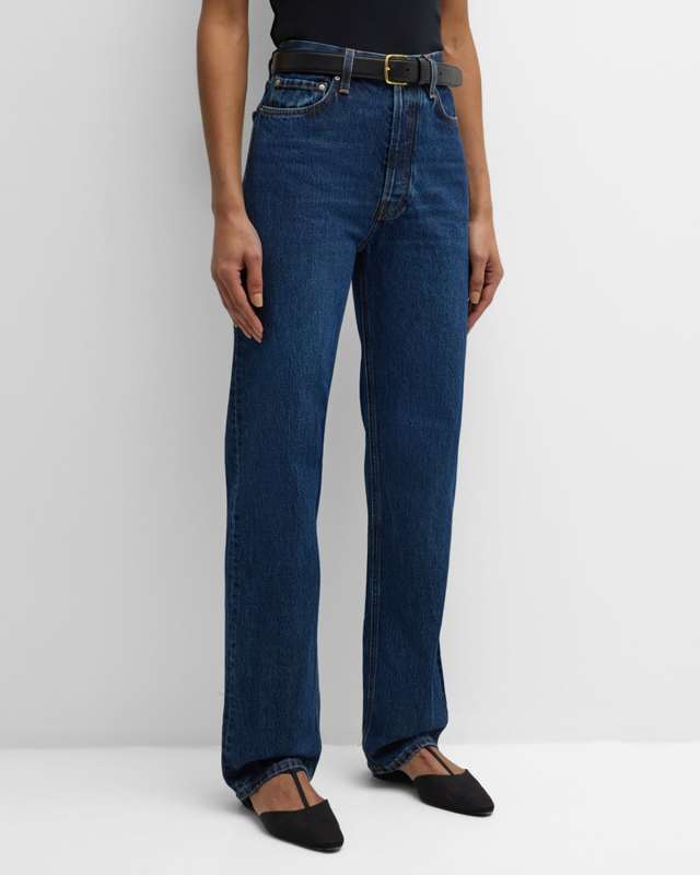 Mid-Rise Classic Cut Straight-Leg Denim Jeans