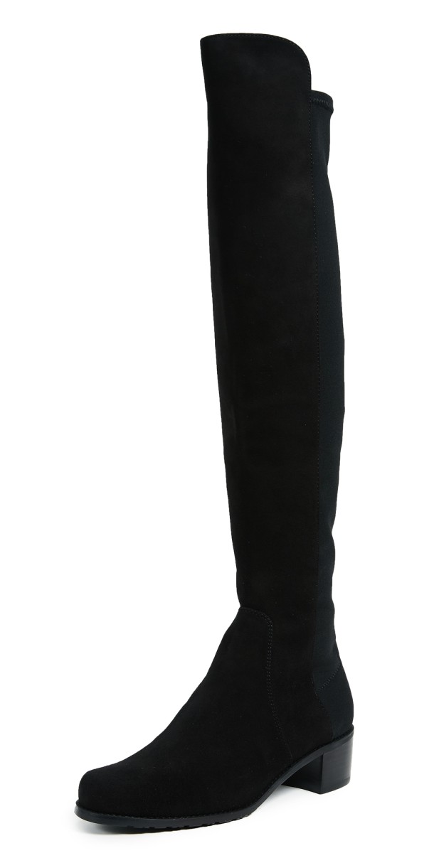 Stuart Weitzman Reserve Stretch Suede Boots Black
