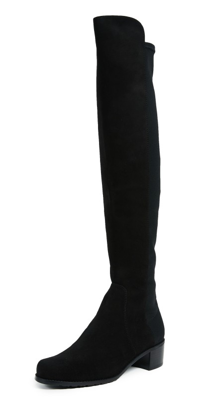 Stuart Weitzman Reserve Stretch Suede Boots Black