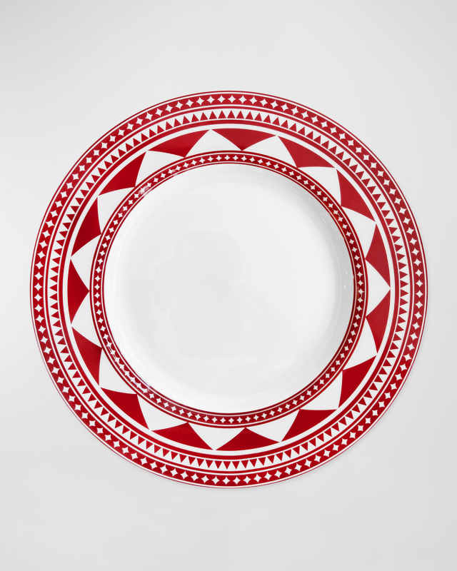 Fez Rimmed Crimson Dinner Plates - Set of 4