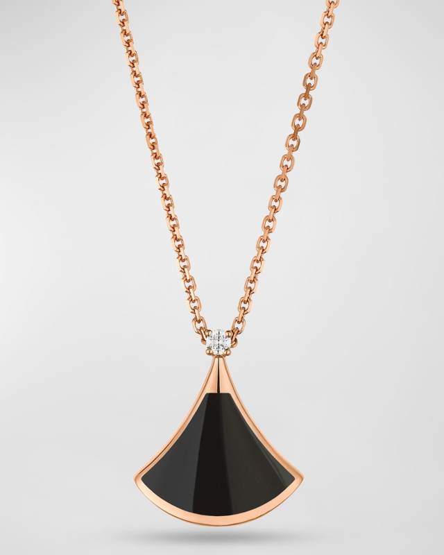 Divas' Dream 18K Rose Gold Diamond and Onyx Pendant Necklace