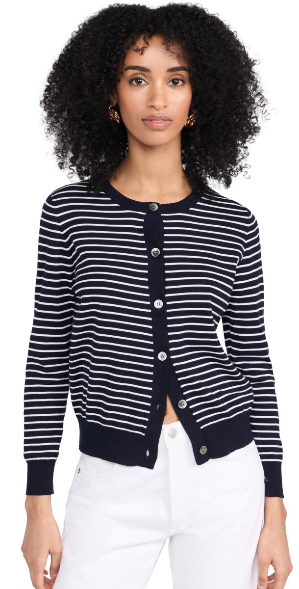 DEMYLEE Letice Stripe Cardigan Navy/White