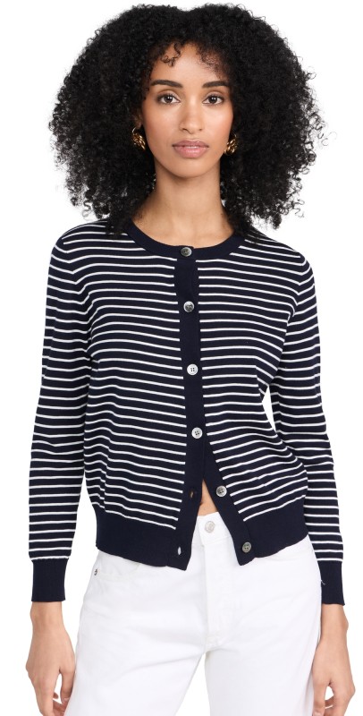 DEMYLEE Letice Stripe Cardigan Navy/White