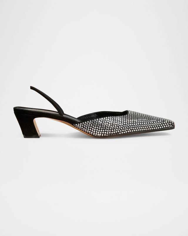 Roosevelt Crystal Kitten Slingback Pumps
